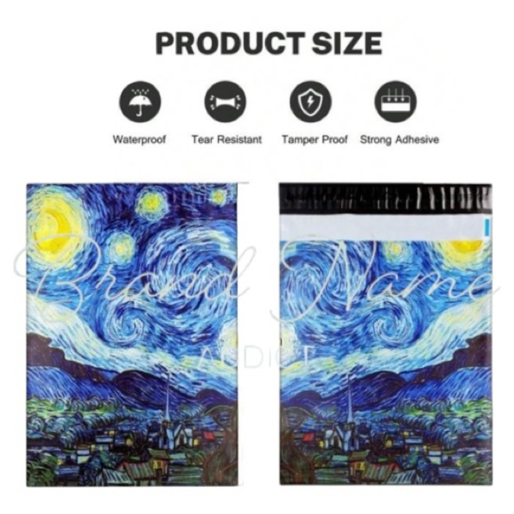 PRICE IS FIRM - Set of 10 Van Gogh Starry Night 10 x 13 Poly Ship Mailer Bags - Picture 2 of 2